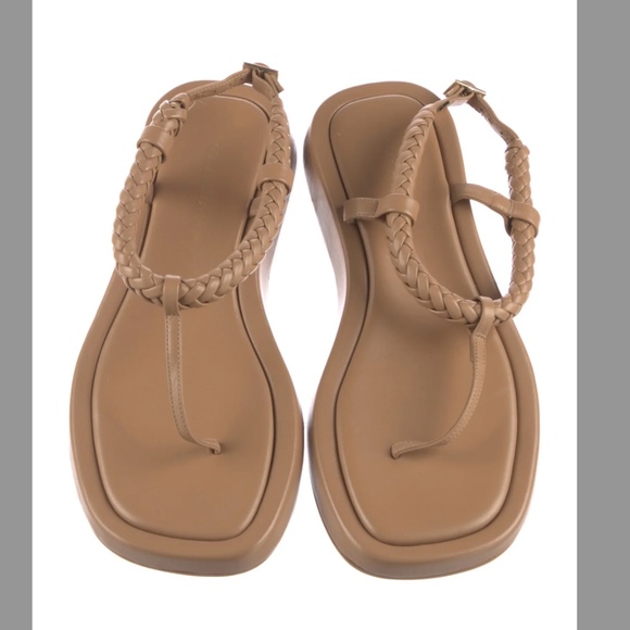 NEW GIA BORGHINI x RHW Flat Hazelnut (Nude/Tan) Leather Thong Sandal Size 37 - Picture 8 of 12
